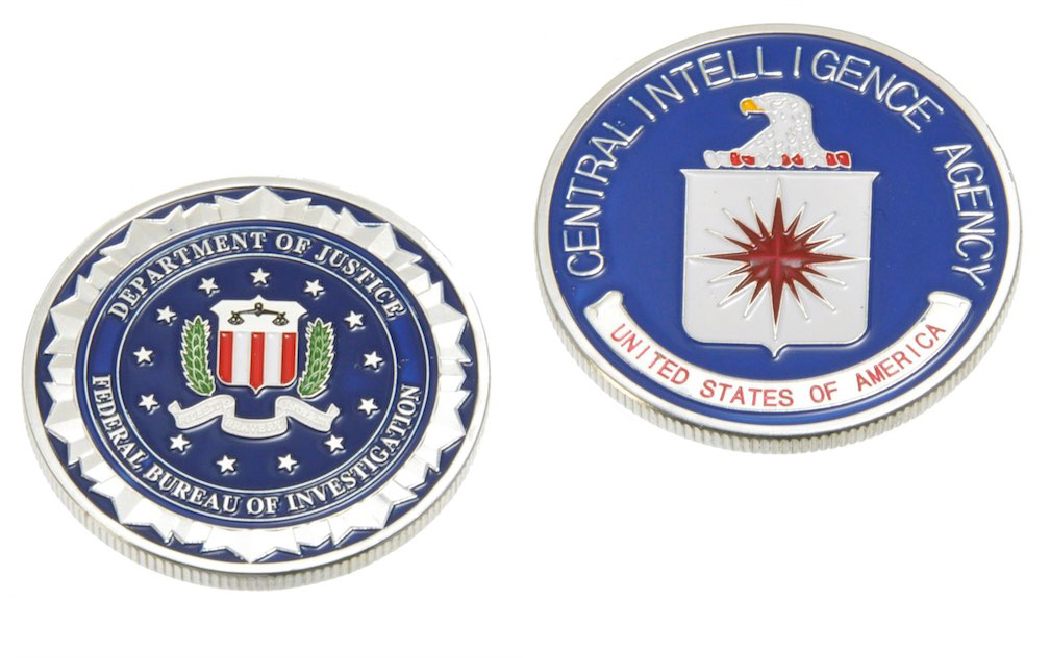 US.チャレンジコイン FBI ＆ CIA シルバー 2枚セット / 記念メダル