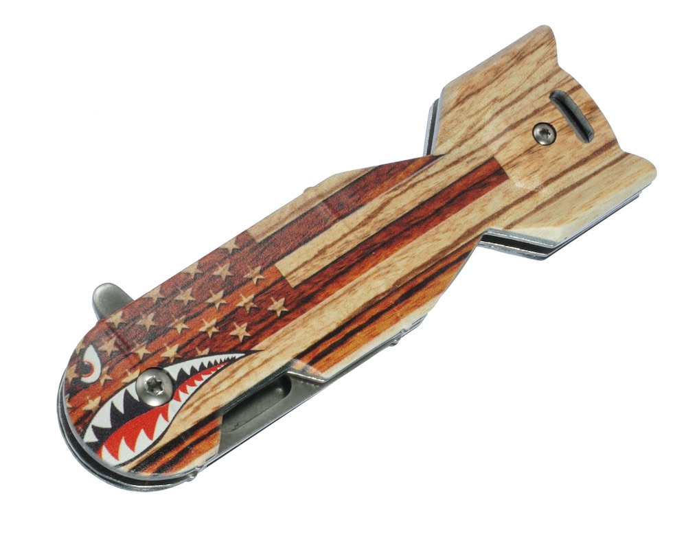 TAC FORCE シャークボムナイフ ZEBRA WOOD  Shark Bomb Knife /フォールディングナイフ ストレート刃